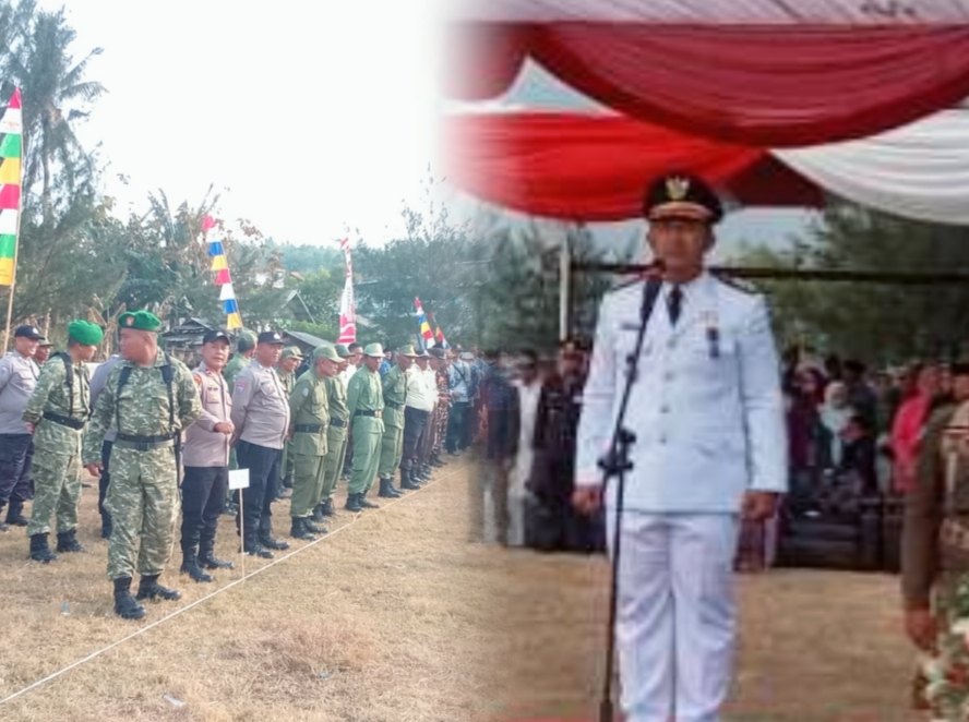 Camat Cibalong Bersama Jajaran Gelar Upacara HUT ke-81 Kemerdekaan RI Dilapangan Bola Karyasari